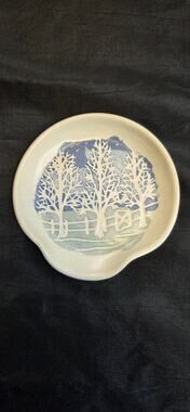 Ceramic Spoon Rest Signed Freeman 2002